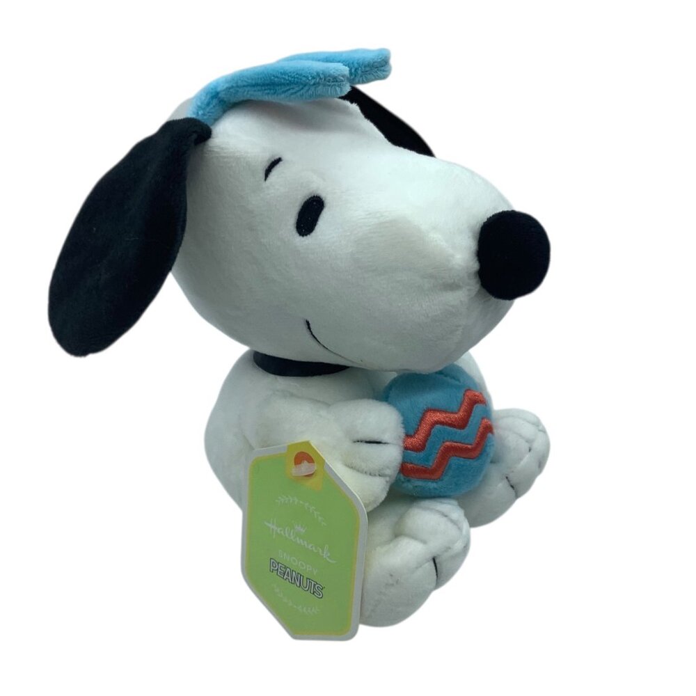 Hallmark Snoopy Peanuts Plush Easter Figure Blue Bunny Ears & Egg 2021 NWT